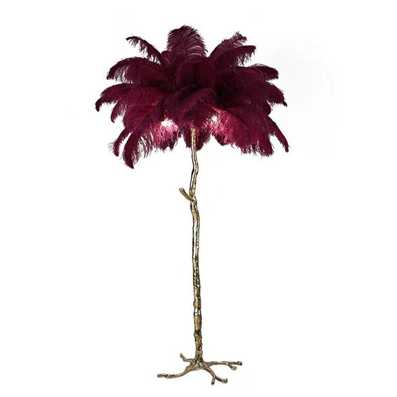 Lampada da terra in piume – Finitura dorata – Bianca – 160 cm – Presenza elegante per soggiorno e camera da letto