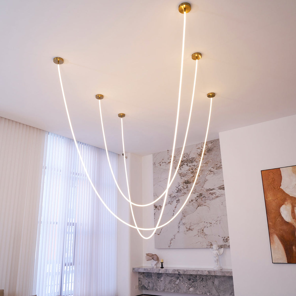 Lampada a sospensione a curva flessibile