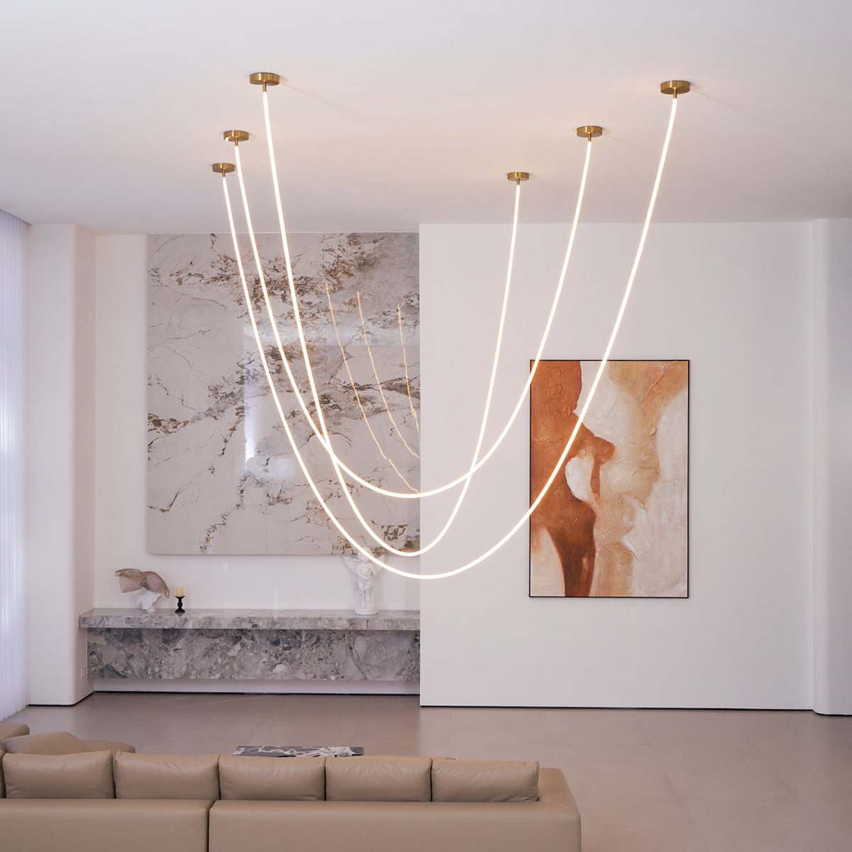 Lampada a sospensione a curva flessibile