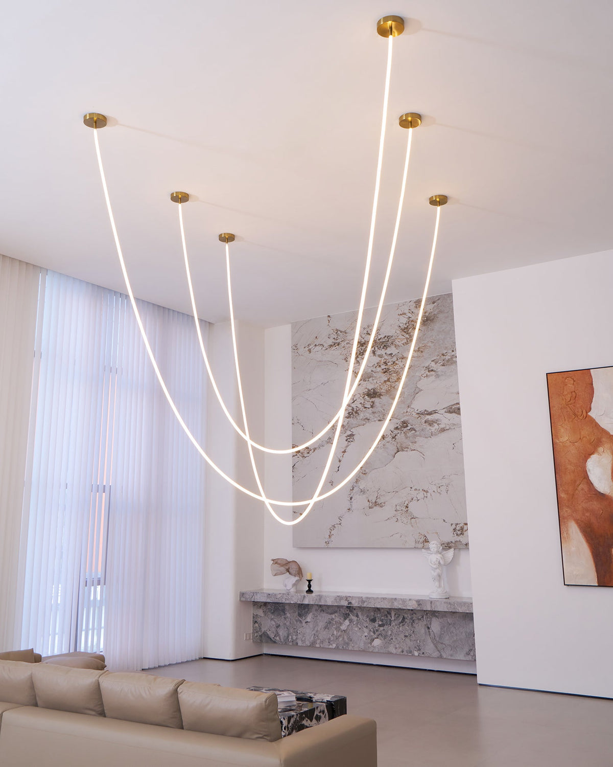 Lampada a sospensione a curva flessibile