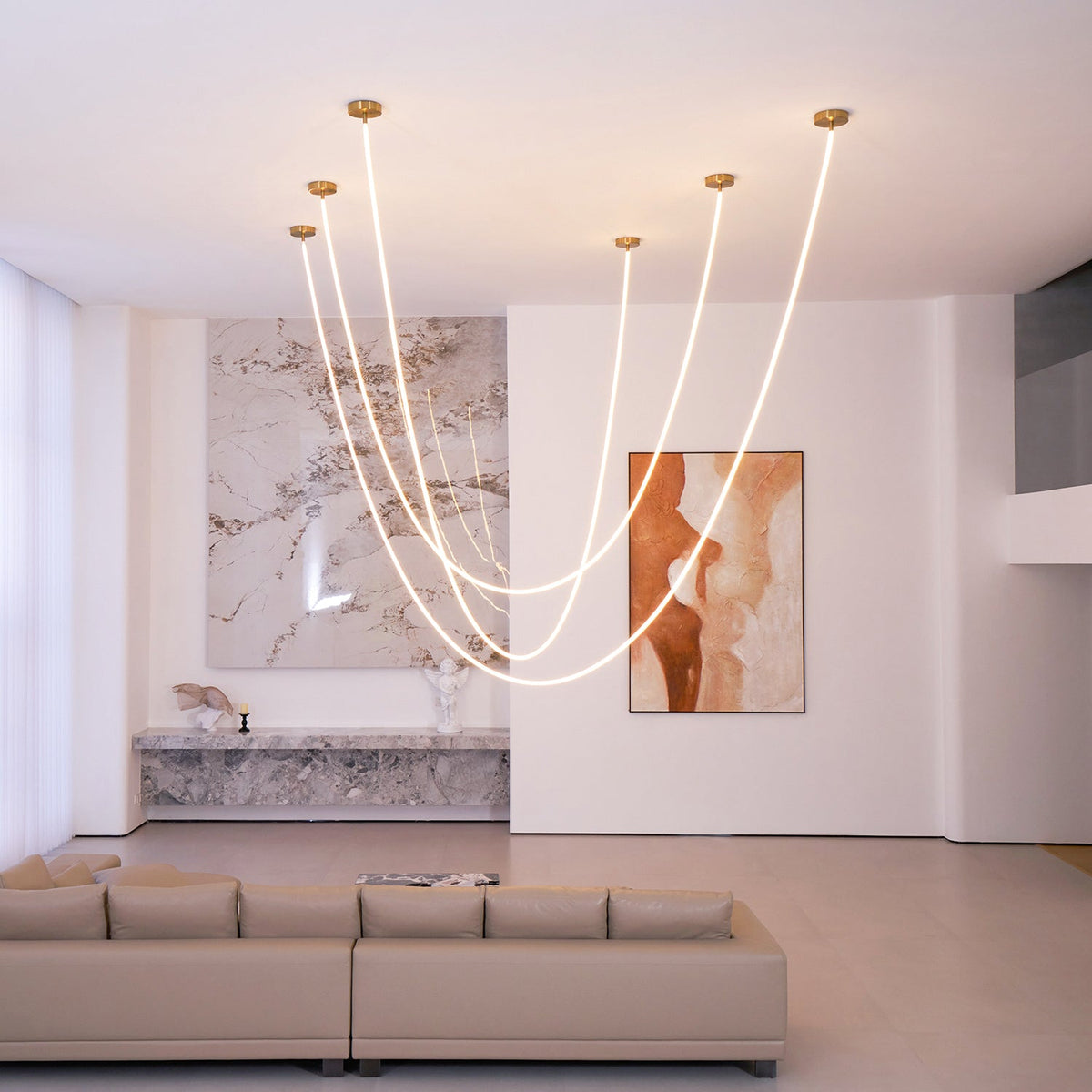 Lampada a sospensione a curva flessibile