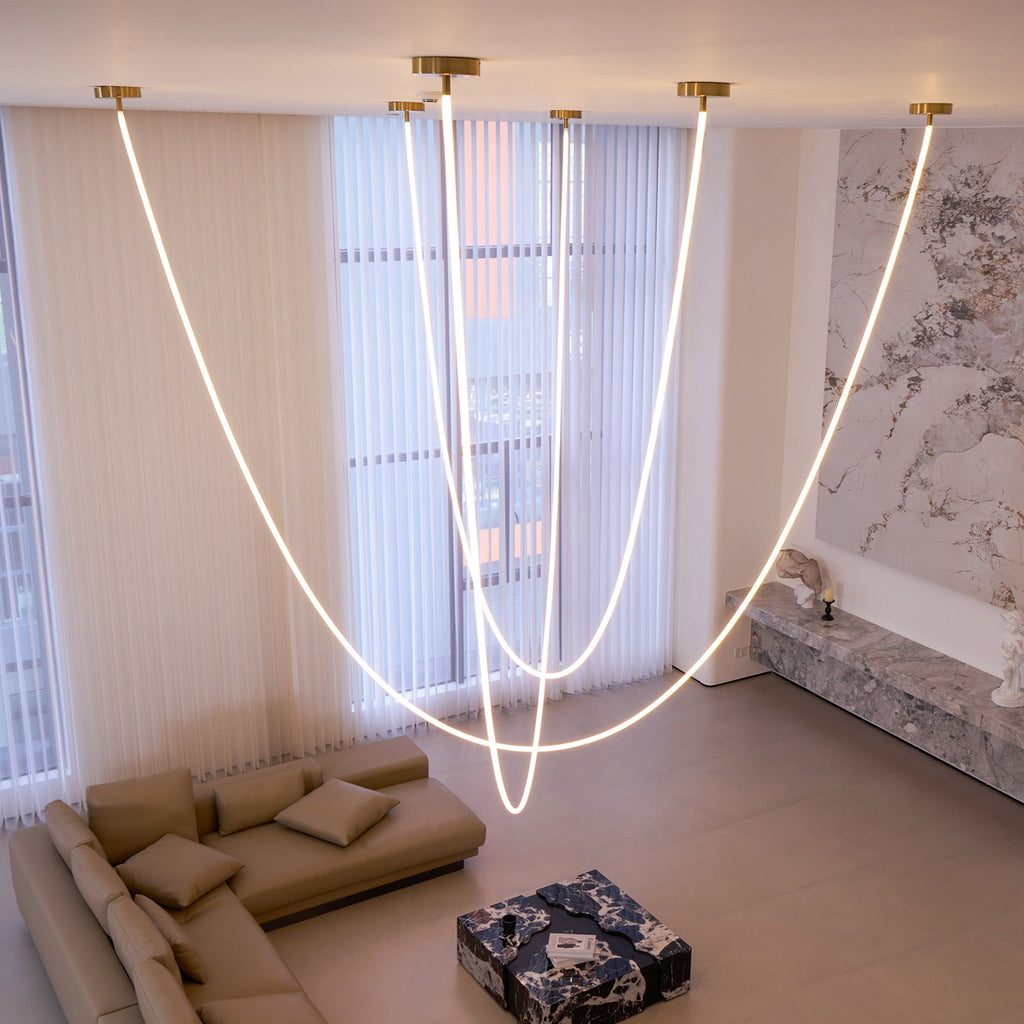 Lampada a sospensione a curva flessibile