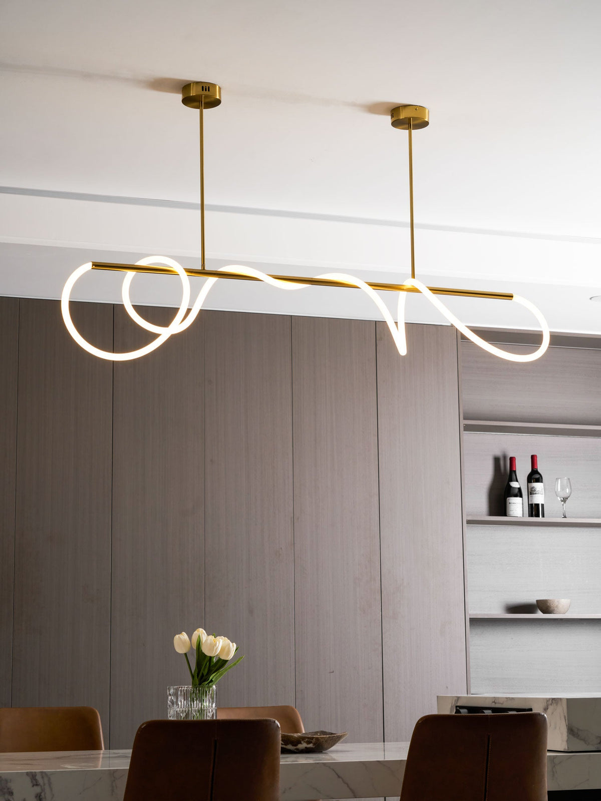 Lampadario a Curva Lineare Flessibile