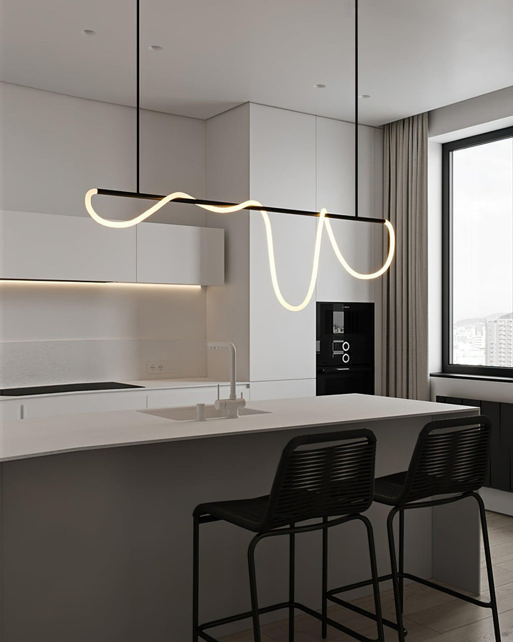 Lampadario a Curva Lineare Flessibile