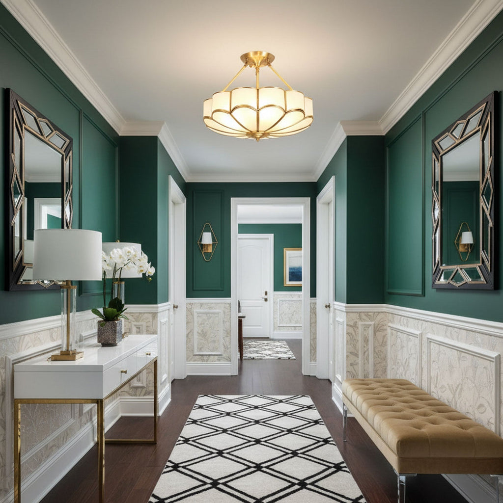 Lampada da soffitto in vetro a forma di fiore