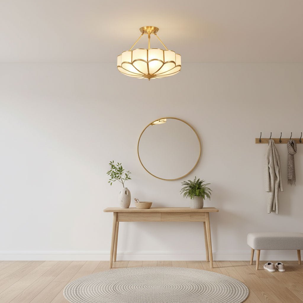Lampada da soffitto in vetro a forma di fiore