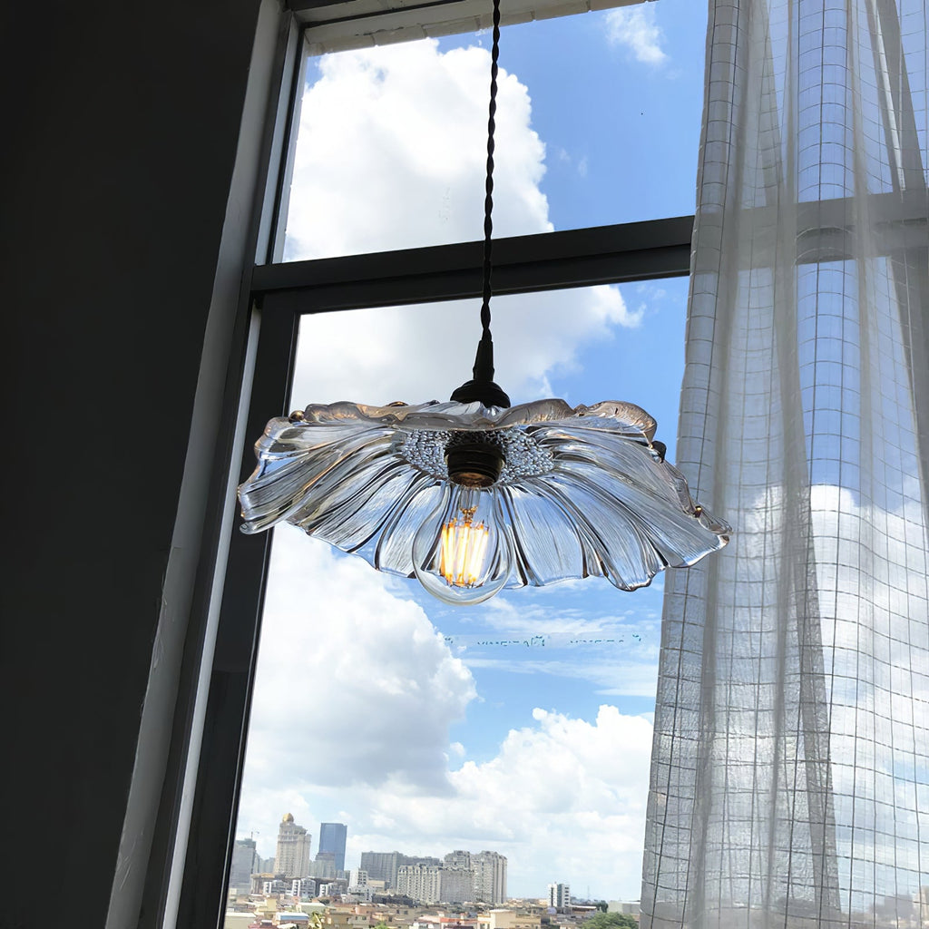 Lampada a Sospensione in Vetro a Forma di Fiore