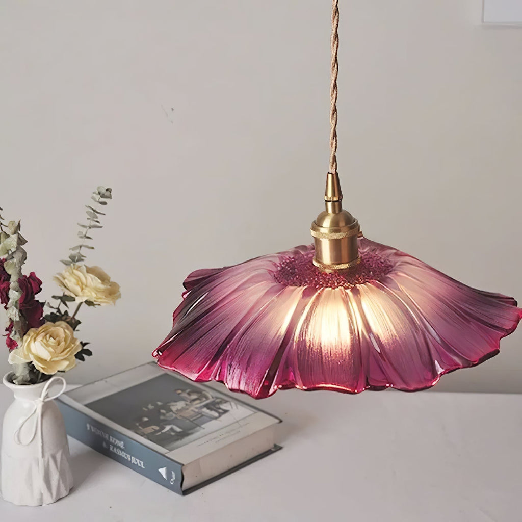 Lampada a Sospensione in Vetro a Forma di Fiore