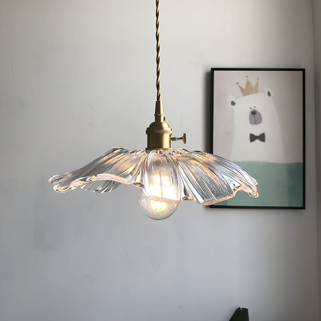 Lampada a Sospensione in Vetro a Forma di Fiore