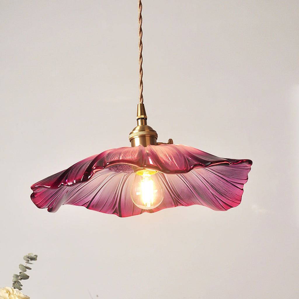 Lampada a Sospensione in Vetro a Forma di Fiore