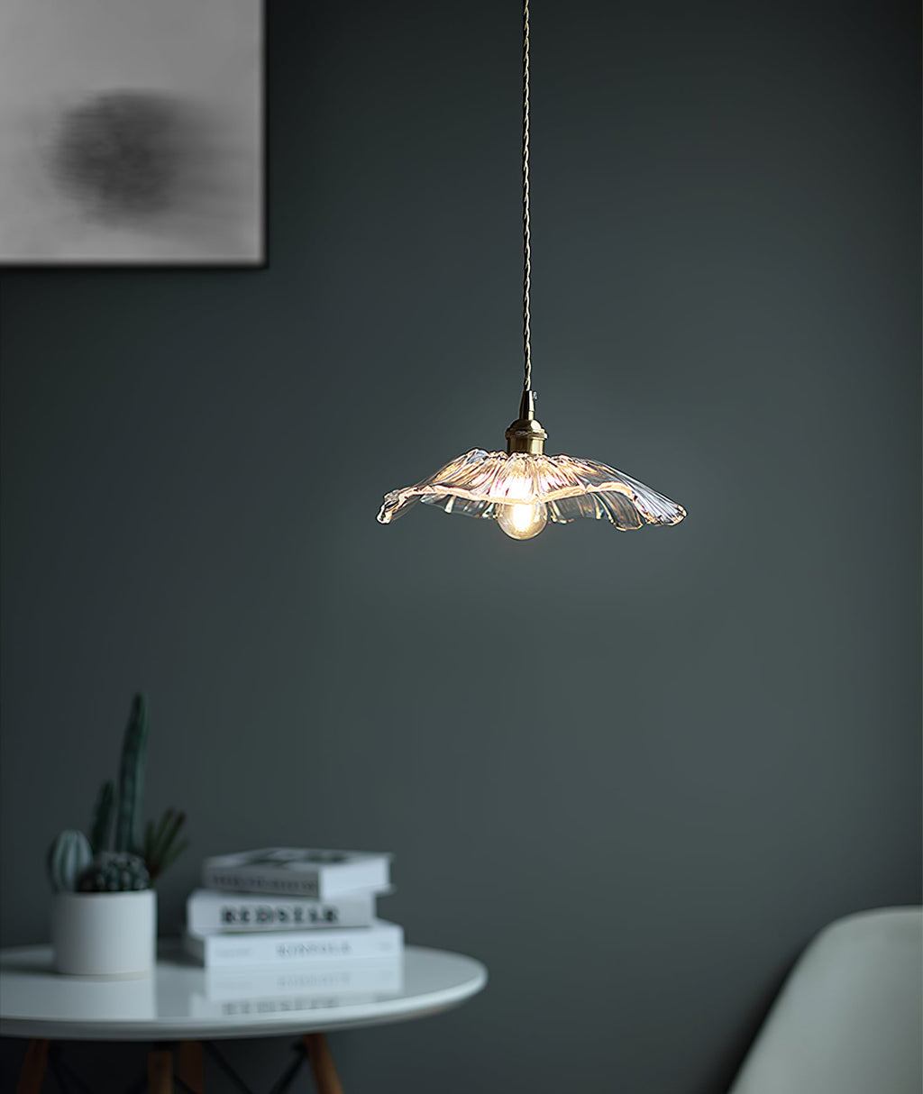Lampada a Sospensione in Vetro a Forma di Fiore