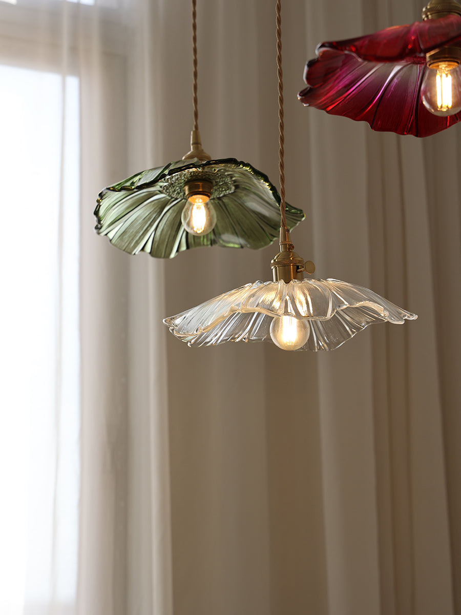 Lampada a Sospensione in Vetro a Forma di Fiore