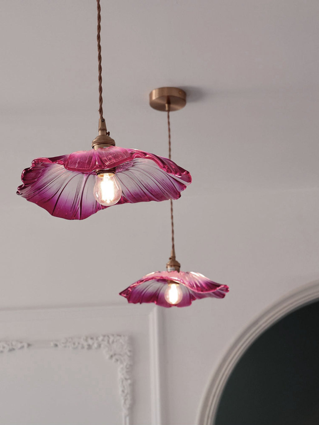 Lampada a Sospensione in Vetro a Forma di Fiore