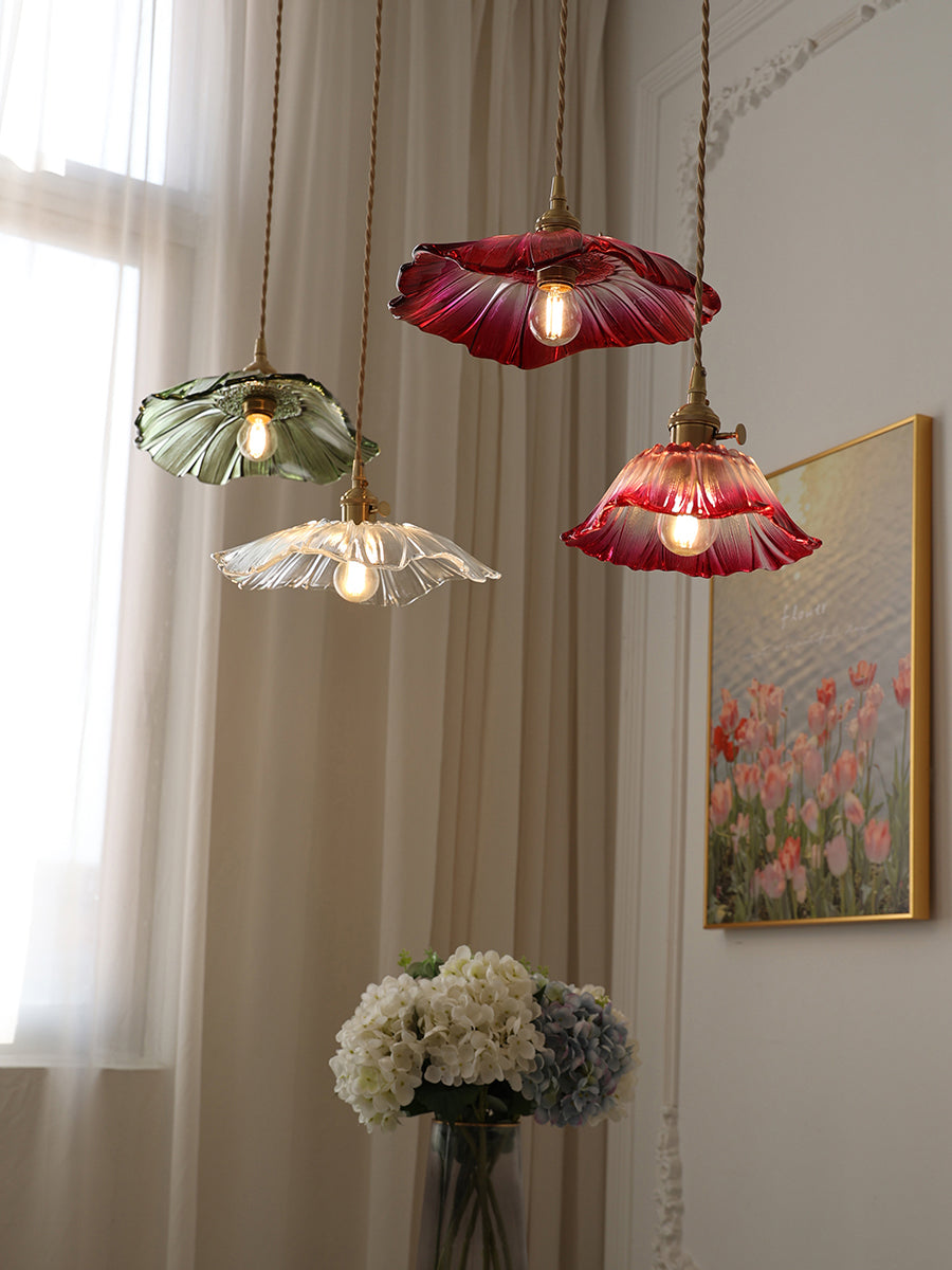 Lampada a Sospensione in Vetro a Forma di Fiore