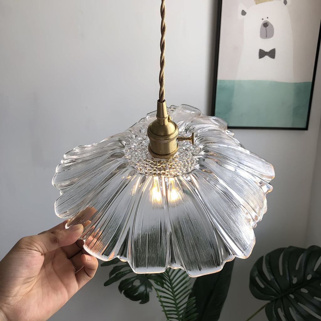 Lampada a Sospensione in Vetro a Forma di Fiore