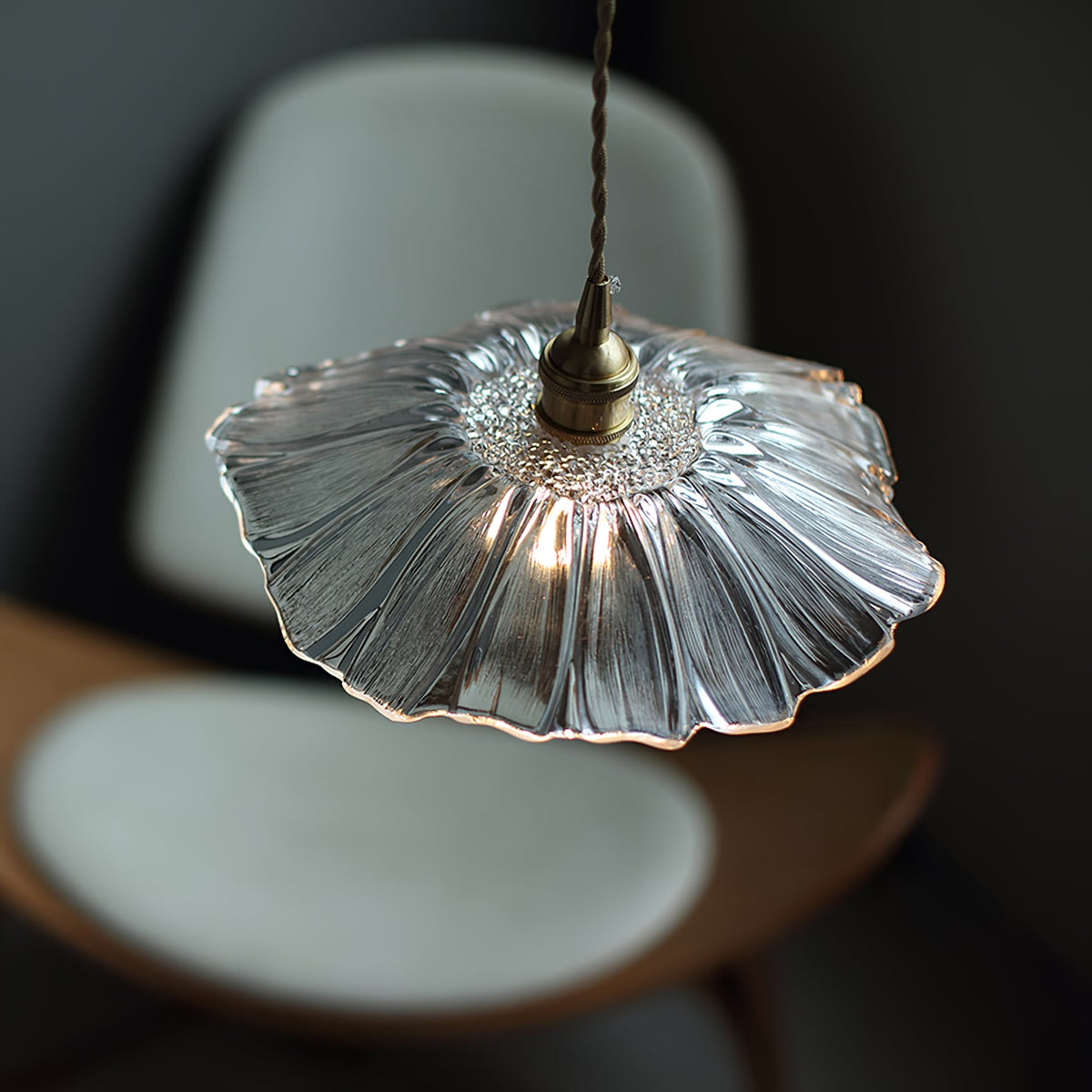 Lampada a Sospensione in Vetro a Forma di Fiore