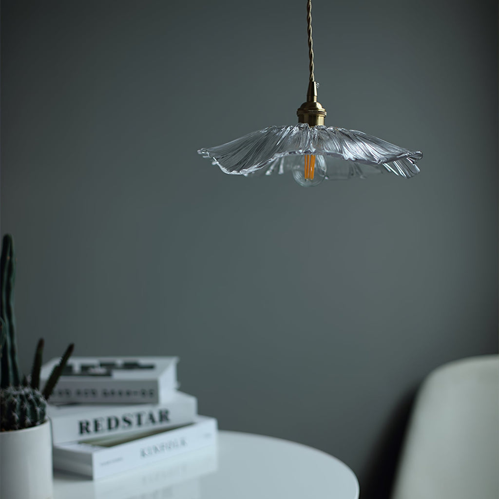 Lampada a Sospensione in Vetro a Forma di Fiore