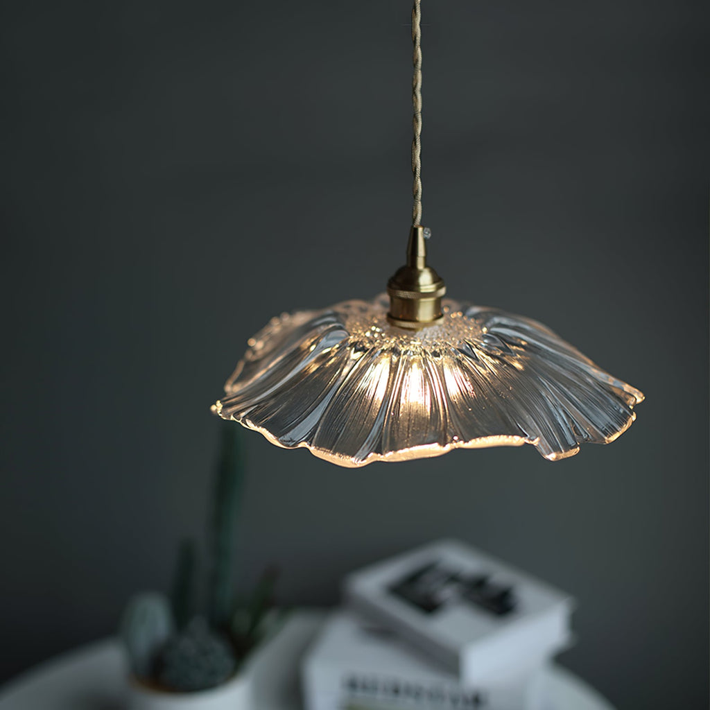 Lampada a Sospensione in Vetro a Forma di Fiore