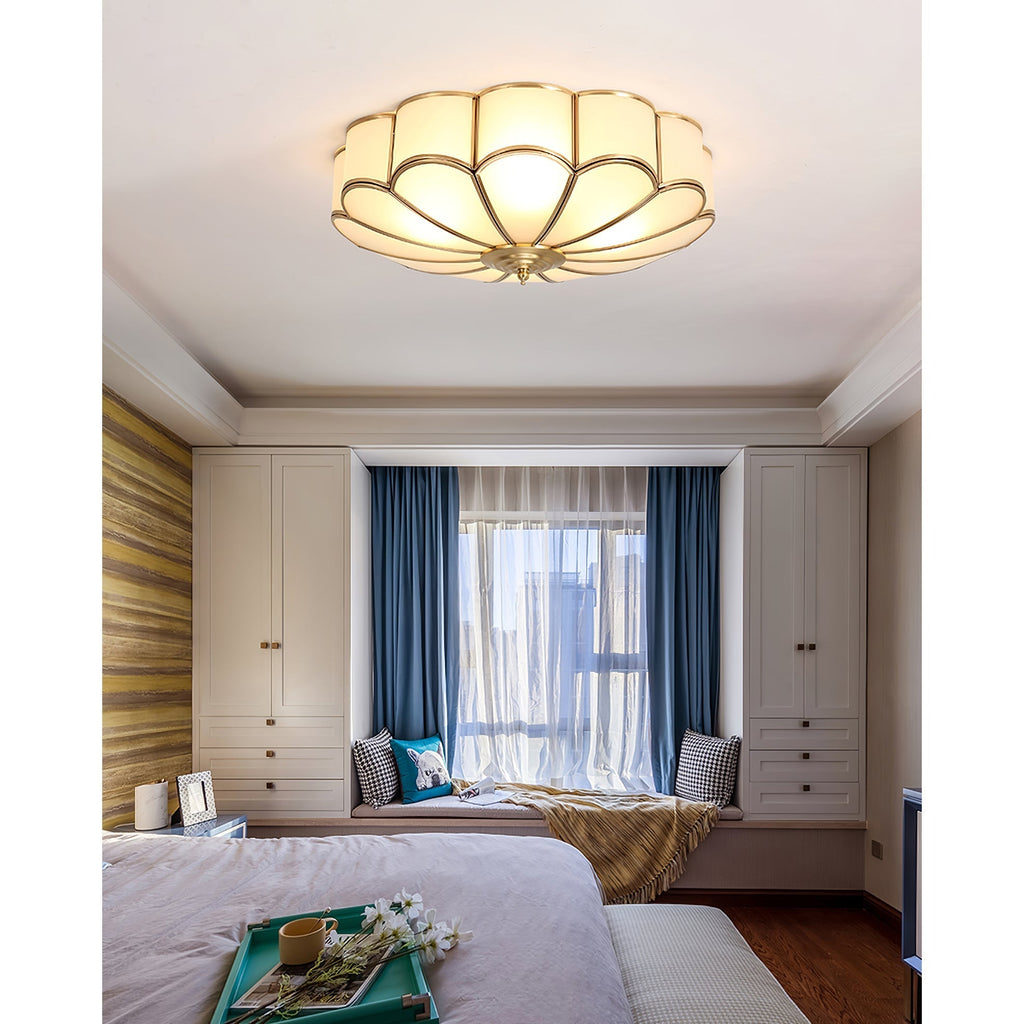 Lampada da soffitto in vetro ottone a forma di fiore Viraean