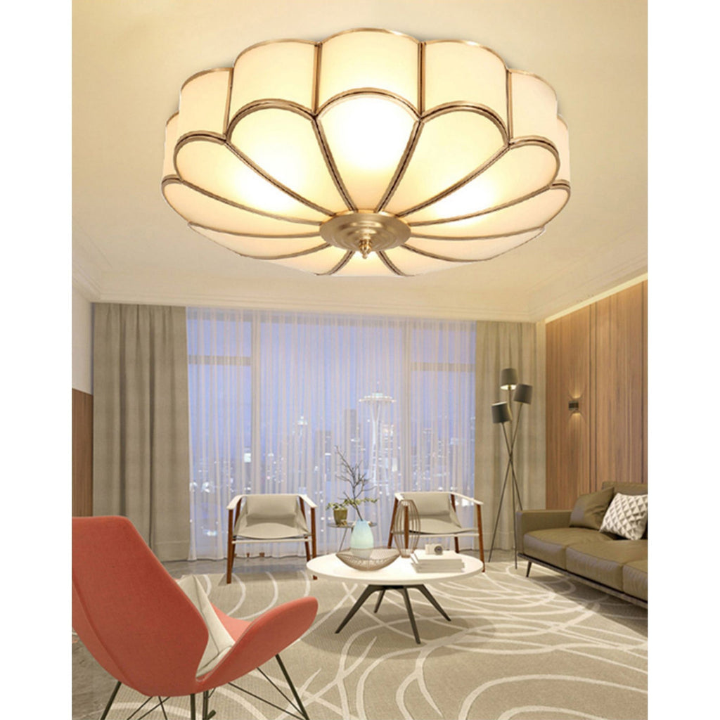 Lampada da soffitto in vetro ottone a forma di fiore Viraean