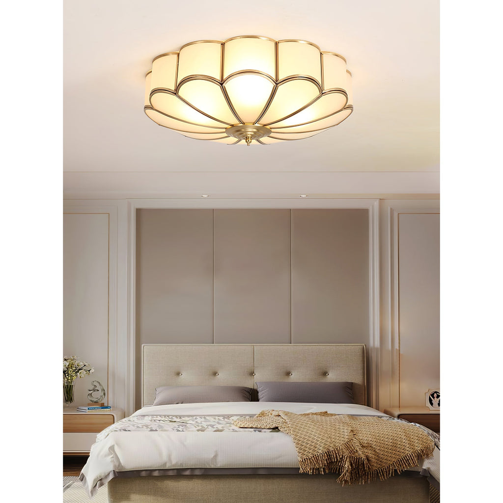 Lampada da soffitto in vetro ottone a forma di fiore Viraean