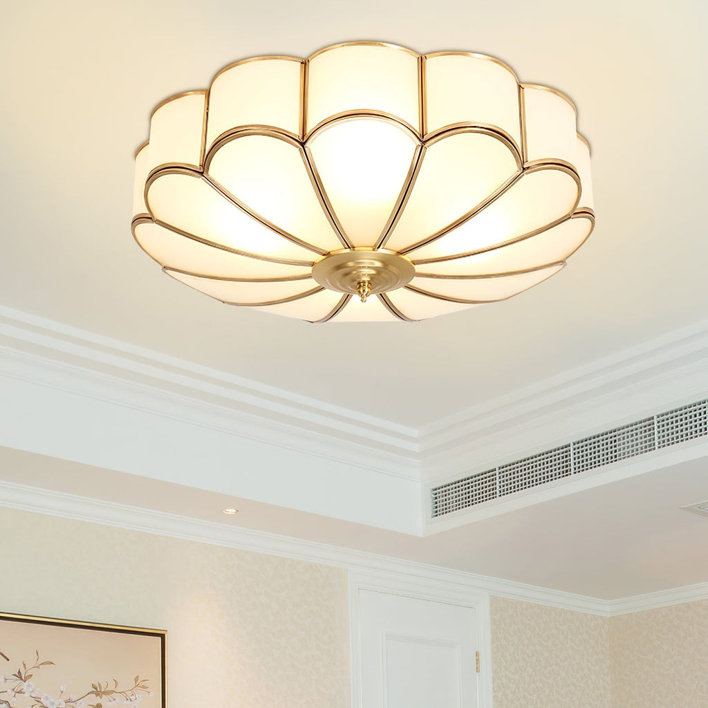 Lampada da soffitto in vetro ottone a forma di fiore Viraean