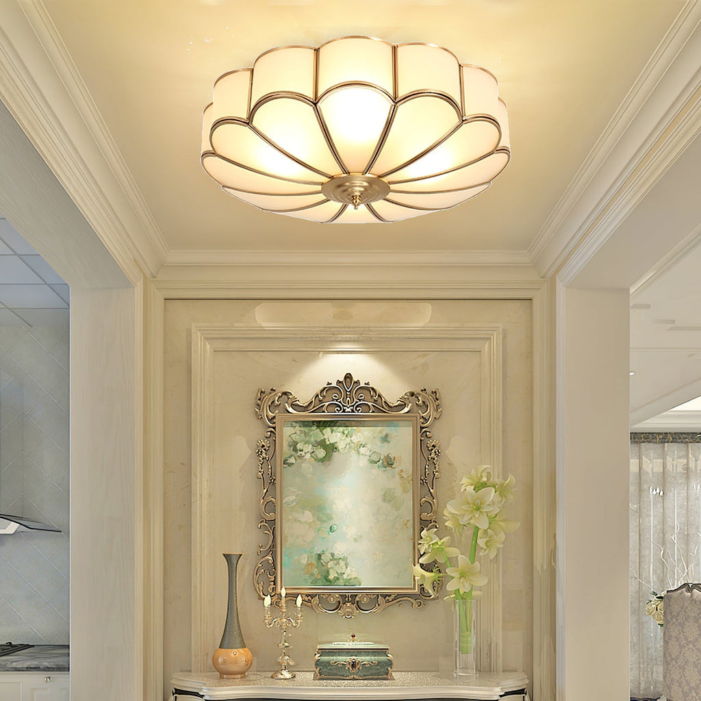 Lampada da soffitto in vetro ottone a forma di fiore Viraean
