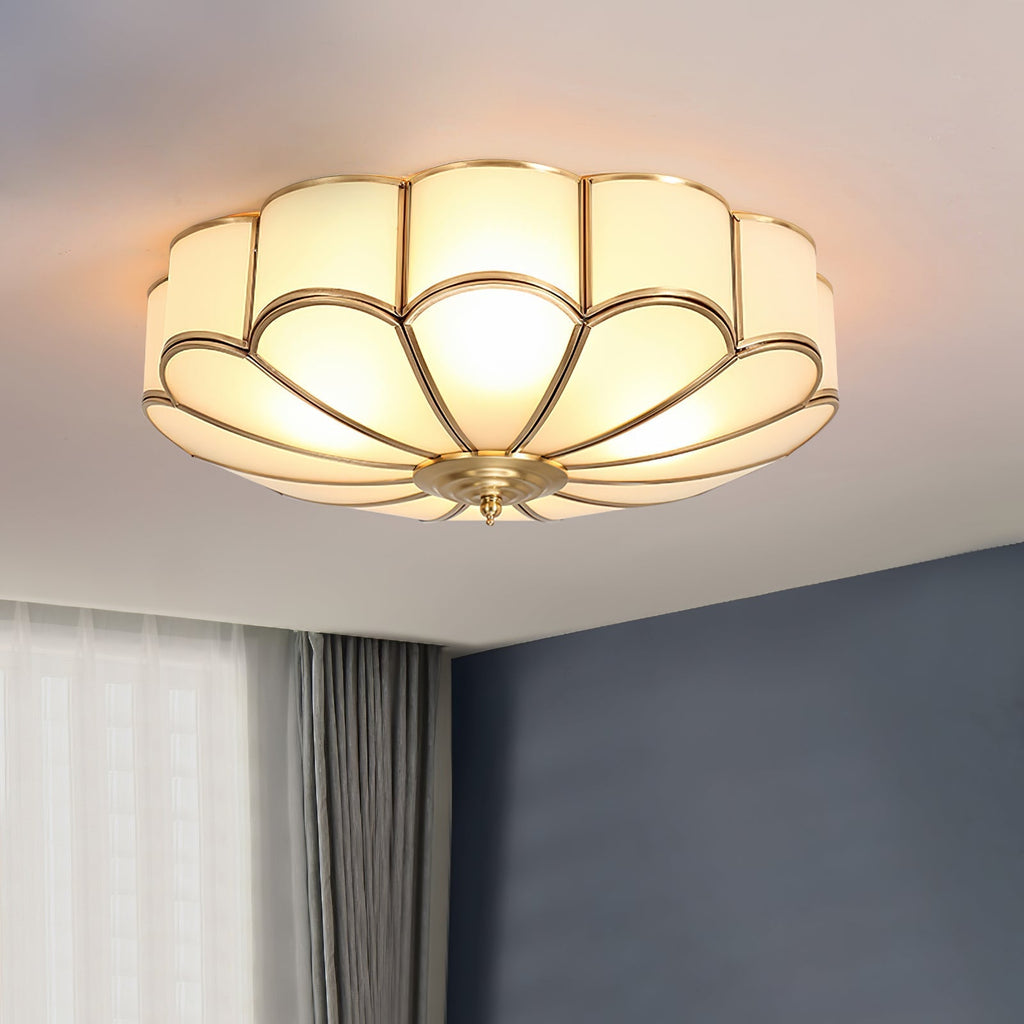 Lampada da soffitto in vetro ottone a forma di fiore Viraean
