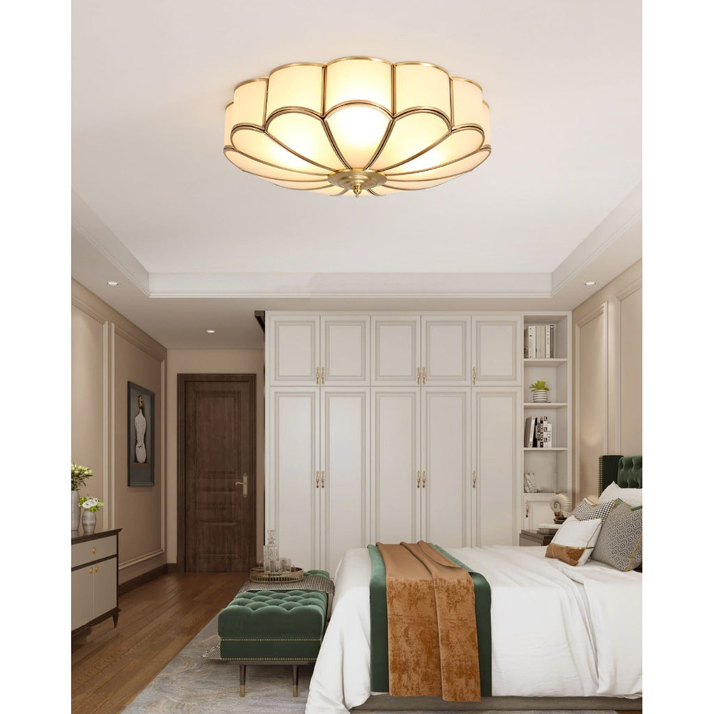 Lampada da soffitto in vetro ottone a forma di fiore Viraean
