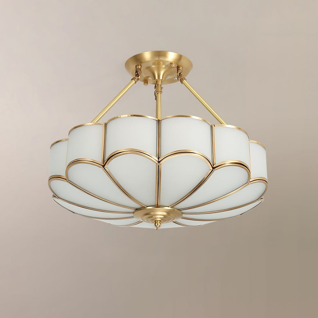 Lampada da soffitto in vetro a forma di fiore
