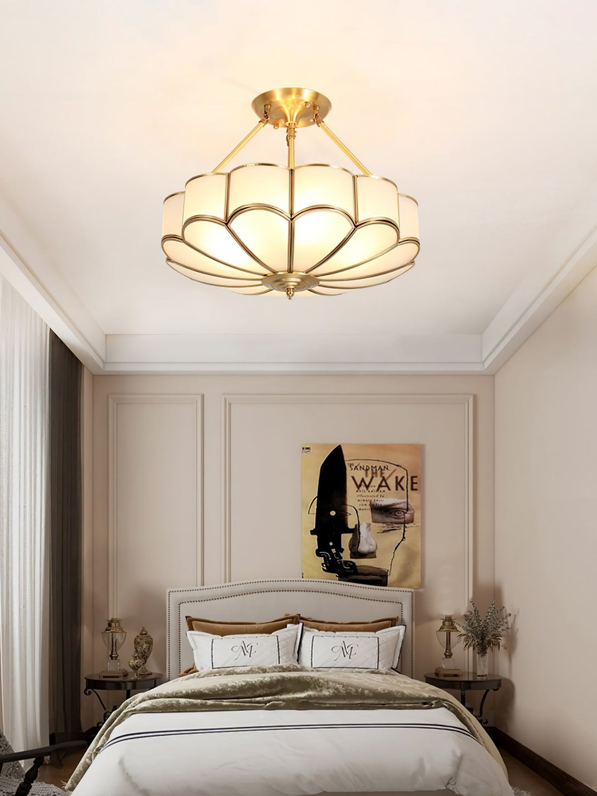 Lampada da soffitto in vetro a forma di fiore