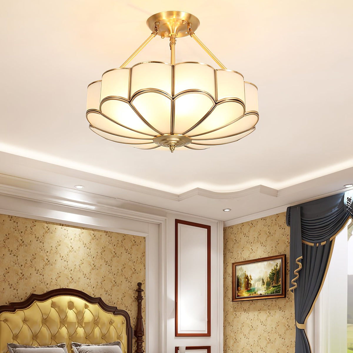 Lampada da soffitto in vetro a forma di fiore