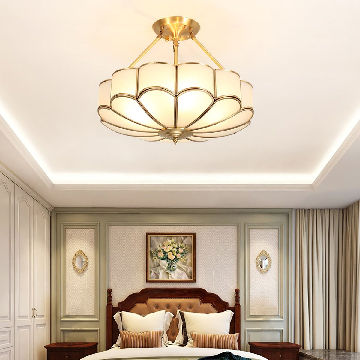 Lampada da soffitto in vetro a forma di fiore