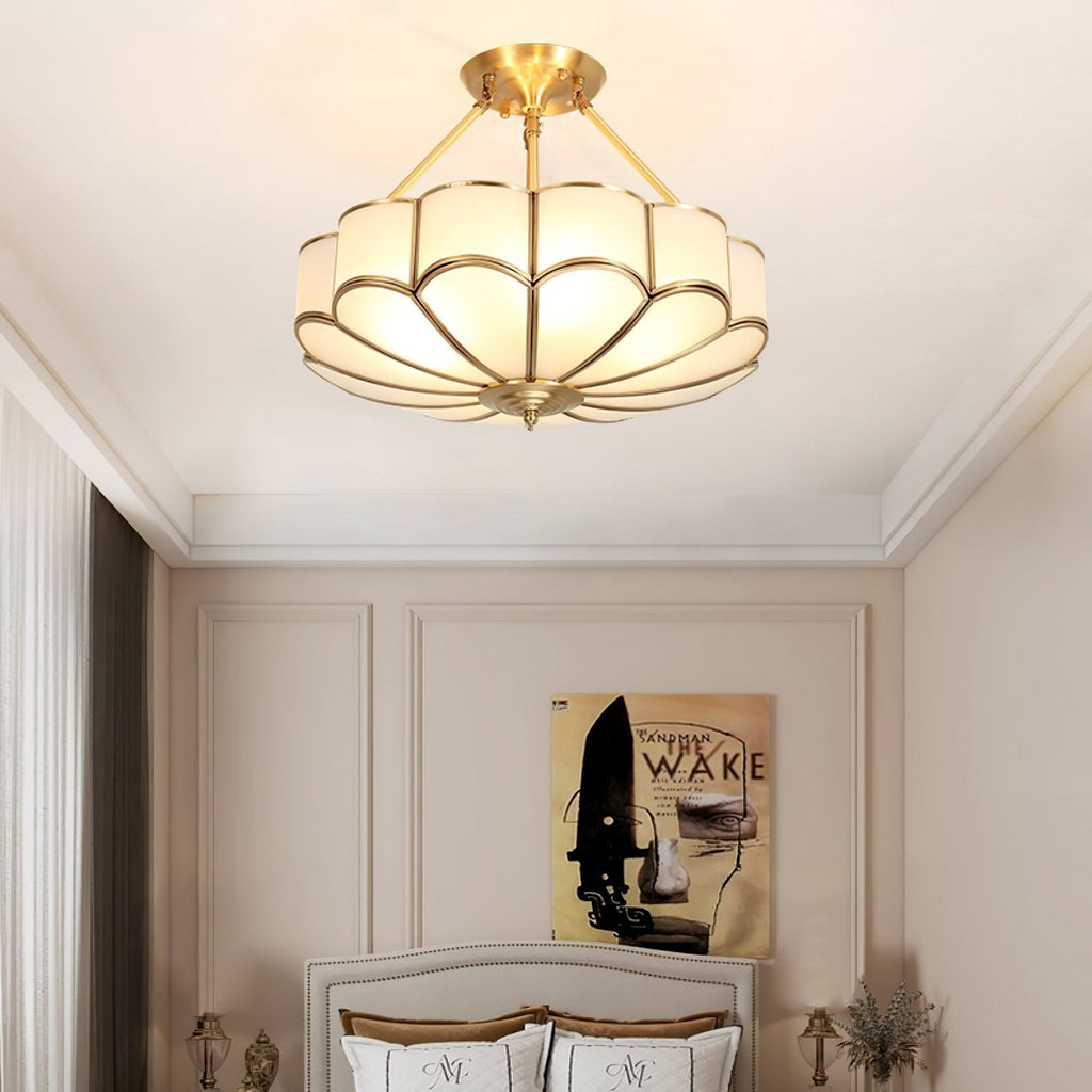Lampada da soffitto in vetro a forma di fiore