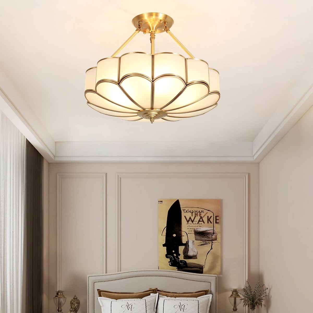 Lampada da soffitto in vetro a forma di fiore