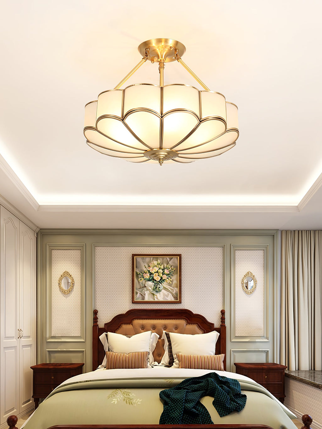 Lampada da soffitto in vetro a forma di fiore