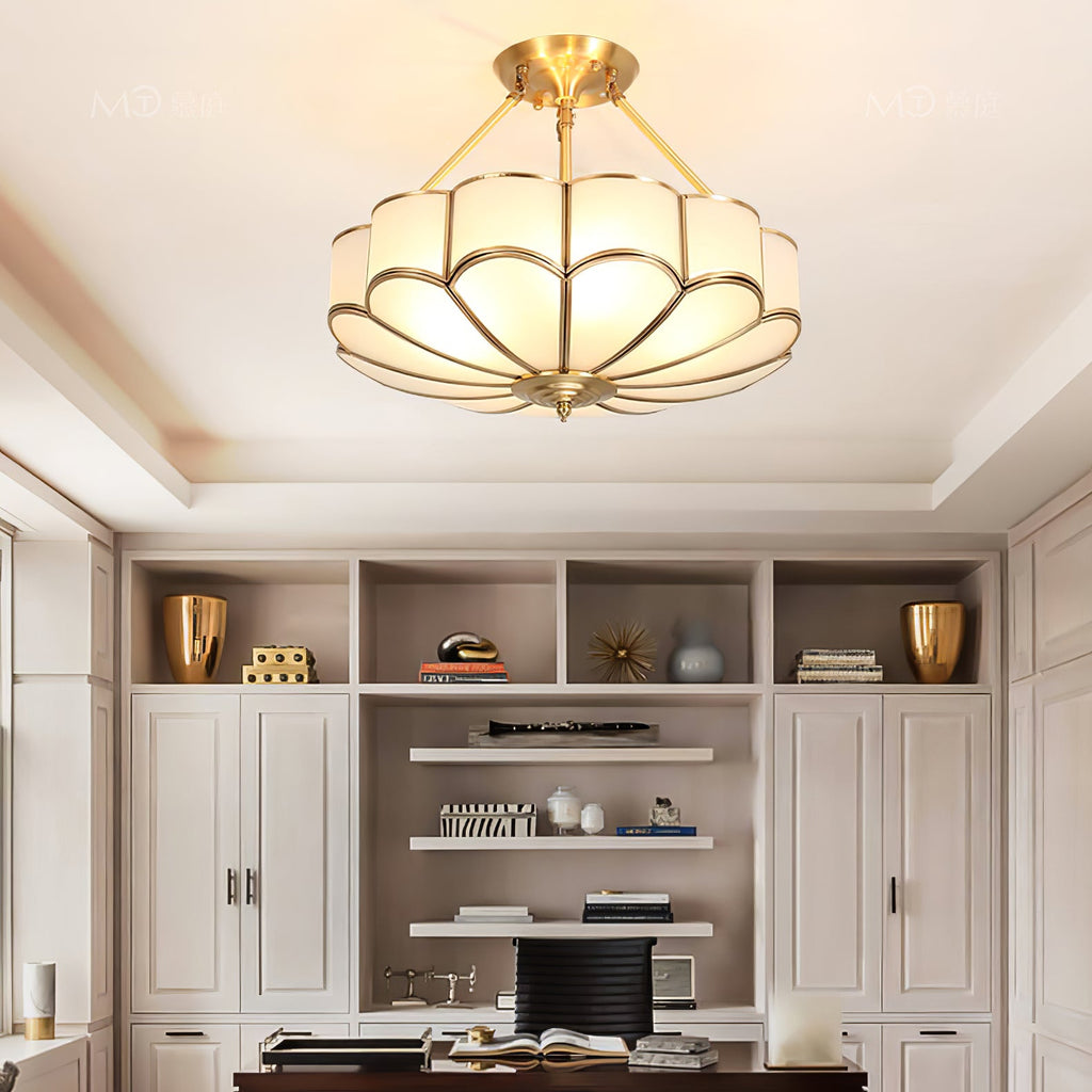 Lampada da soffitto in vetro a forma di fiore