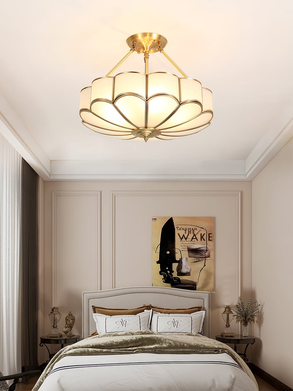 Lampada da soffitto in vetro a forma di fiore