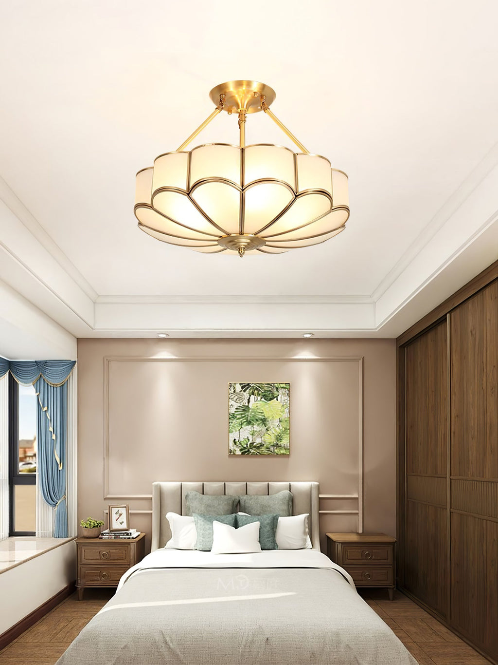 Lampada da soffitto in vetro a forma di fiore