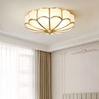 Lampada da soffitto Ulira forma di fiore vetro satinato ottone