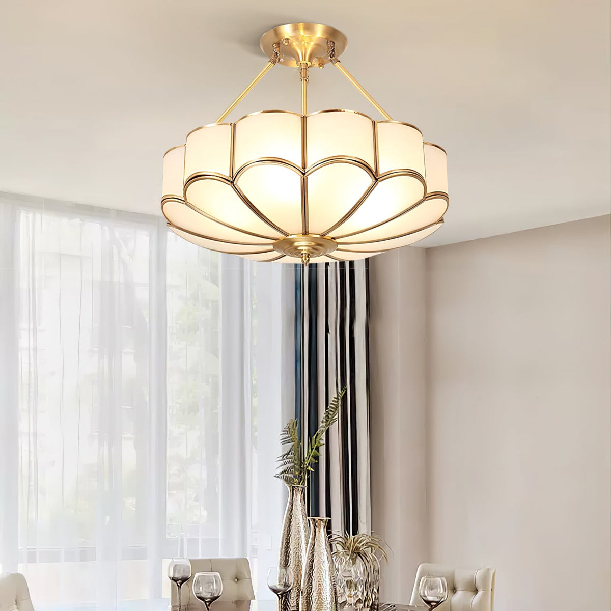Lampada da soffitto in vetro a forma di fiore