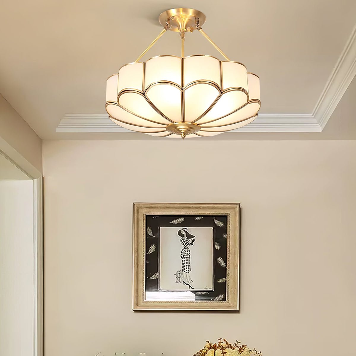 Lampada da soffitto in vetro a forma di fiore