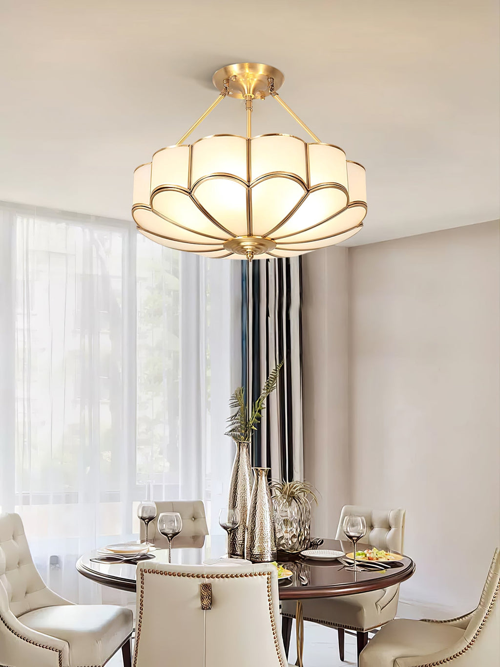Lampada da soffitto in vetro a forma di fiore