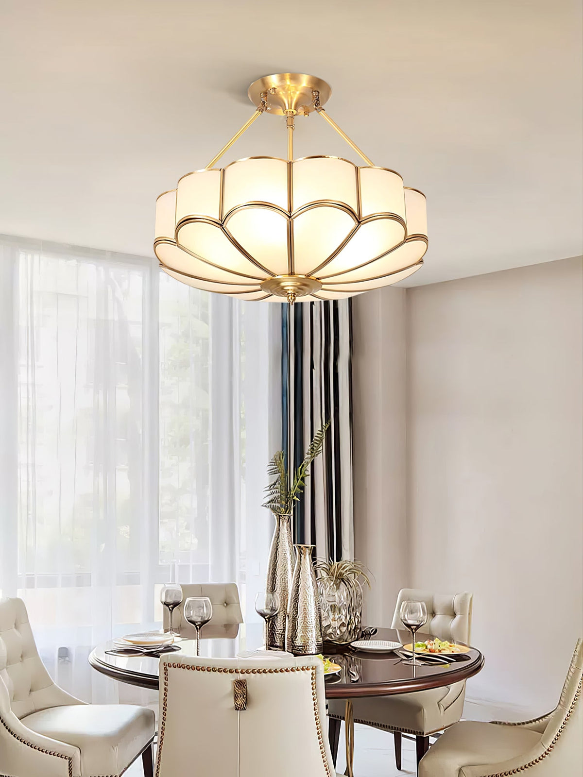 Lampada da soffitto in vetro a forma di fiore