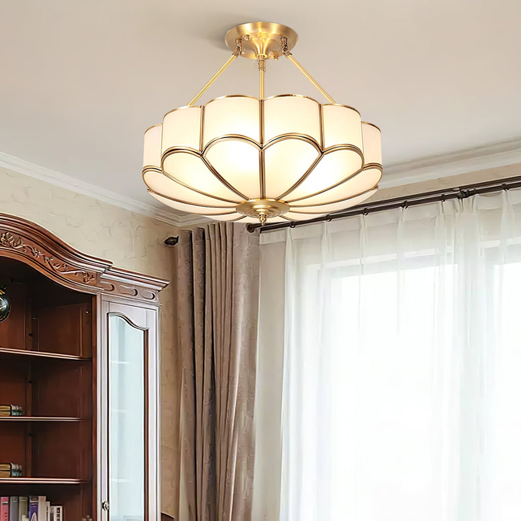 Lampada da soffitto in vetro a forma di fiore