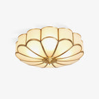 Lampada da soffitto Ulira forma di fiore vetro satinato ottone