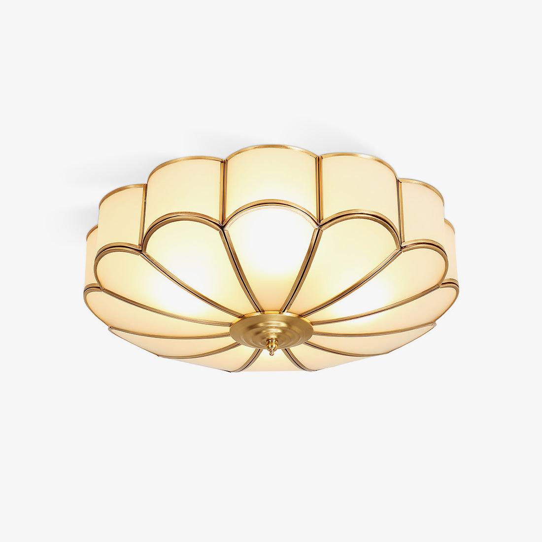 Lampada da soffitto Ulira forma di fiore vetro satinato ottone