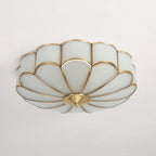 Lampada da soffitto Ulira forma di fiore vetro satinato ottone
