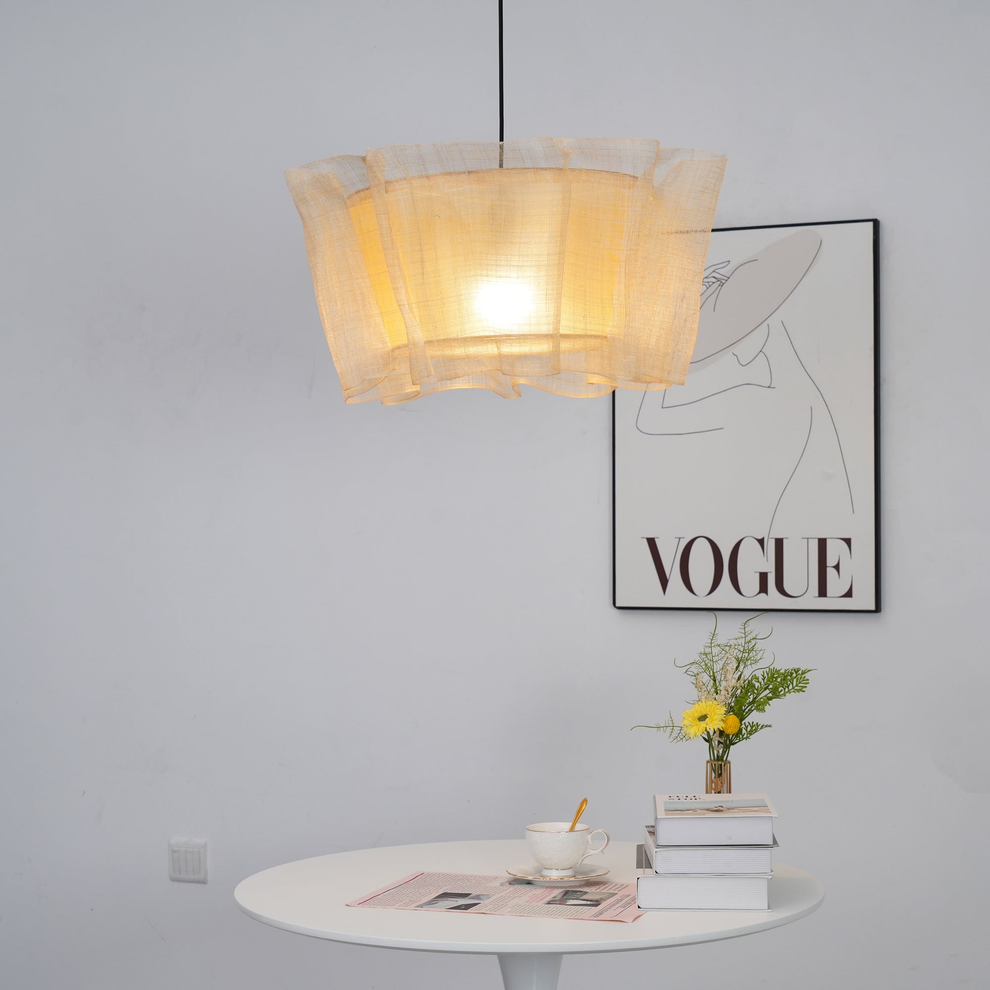 Lampada a sospensione Floxozo – Canapa – Beige – Ø 40 cm – Scandinava
