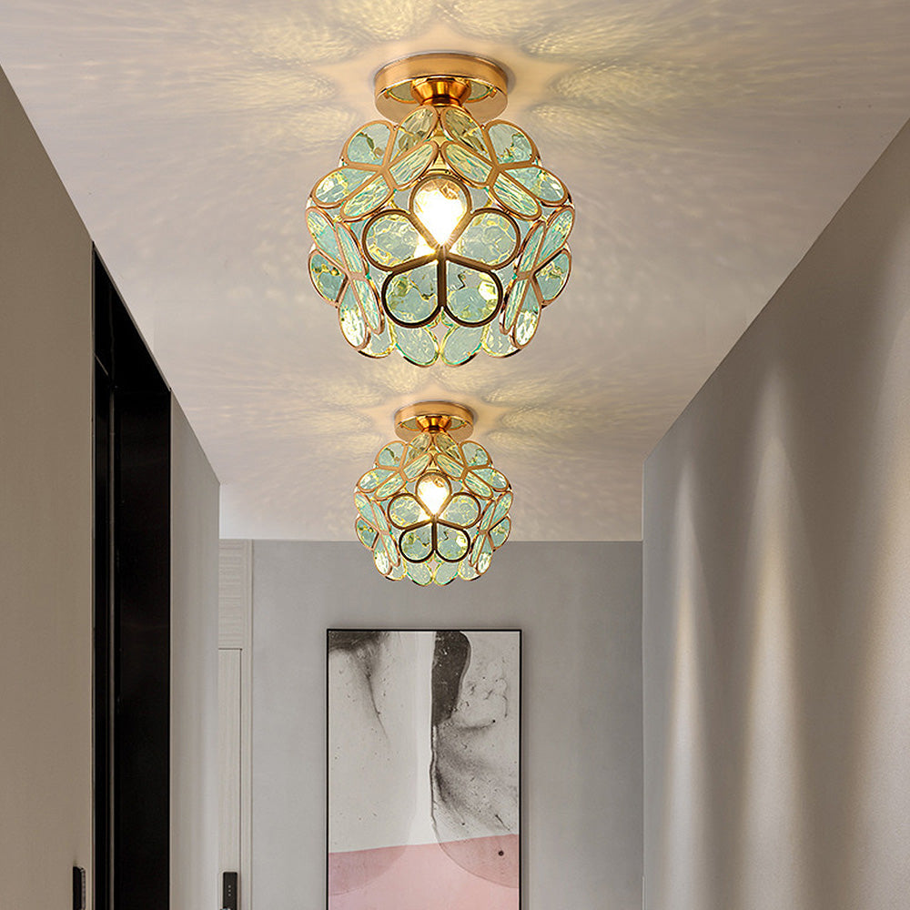 Lampada da soffitto Floyem – Acrilico – Oro – Ø20 cm – Design floreale per soggiorno e camera da letto